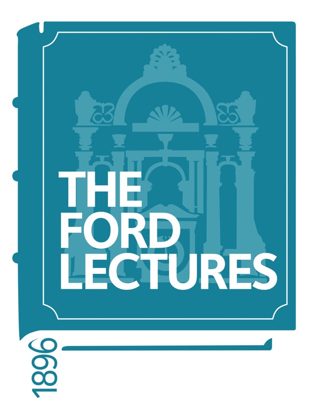 A teal stylised book with The Ford Lectures printed on it