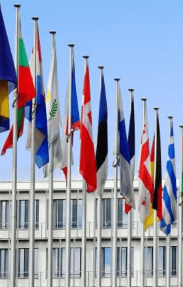 A line up of flags from around the world