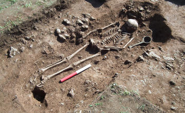A skeleton found in an archeological site