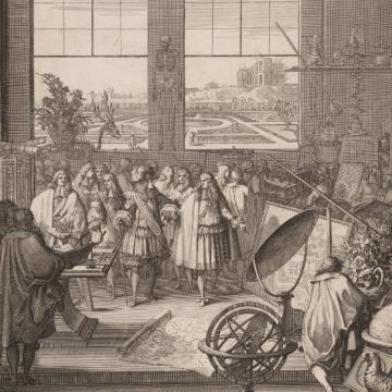 Louis XIV visiting the royal academy of sciences 1671