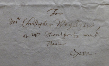 Details of the address on a letter of 10 February 1687 from Theodor Haak 1605–1690 to Christoph Wegleiter (1659–1706)