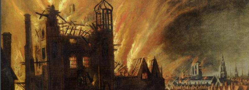 The Great Fire of London, with Ludgate and Old St. Paul's (Unknown Artist, 17th century)