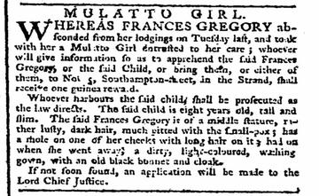 Figure 1: 'MULATTO GIRL', General Advertiser and Morning Intelligencer, 4 April 1779