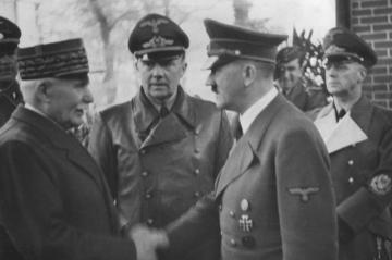 Maréchal Pétain shaking hands with Adolf Hitler