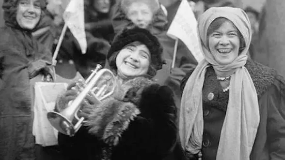Women's suffragists demonstrate in February 1913