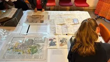 Students from Cheney and Bartholomew School in the Bodleian map room on the 2024 summer visit
