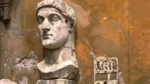 The fragments of a colossal statue of Constantine, now in the Musei Capitolini, Rome