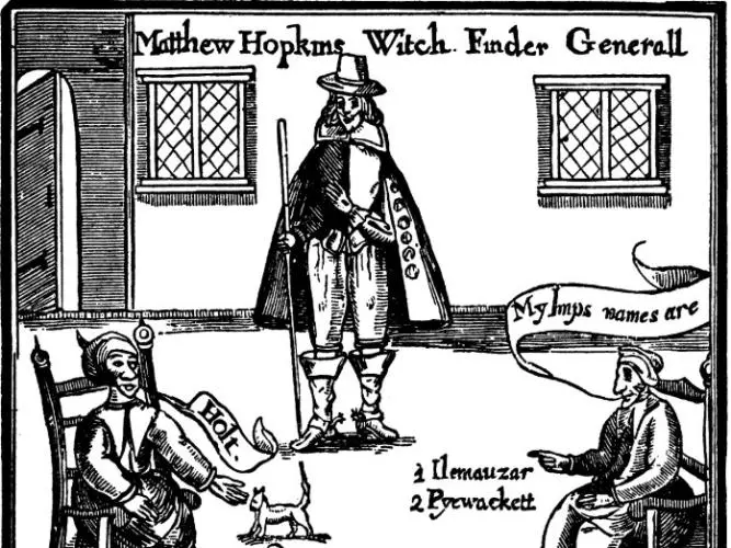 A woodcut of the Witchfinder General Matthew Hopkins