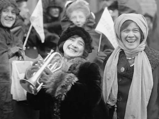 Women's suffragists demonstrate in February 1913