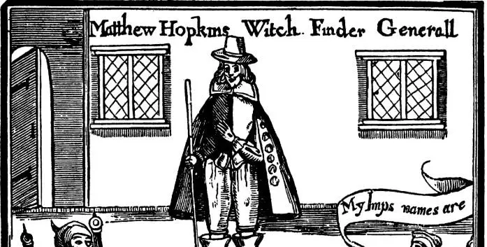 A woodcut of the Witchfinder General Matthew Hopkins