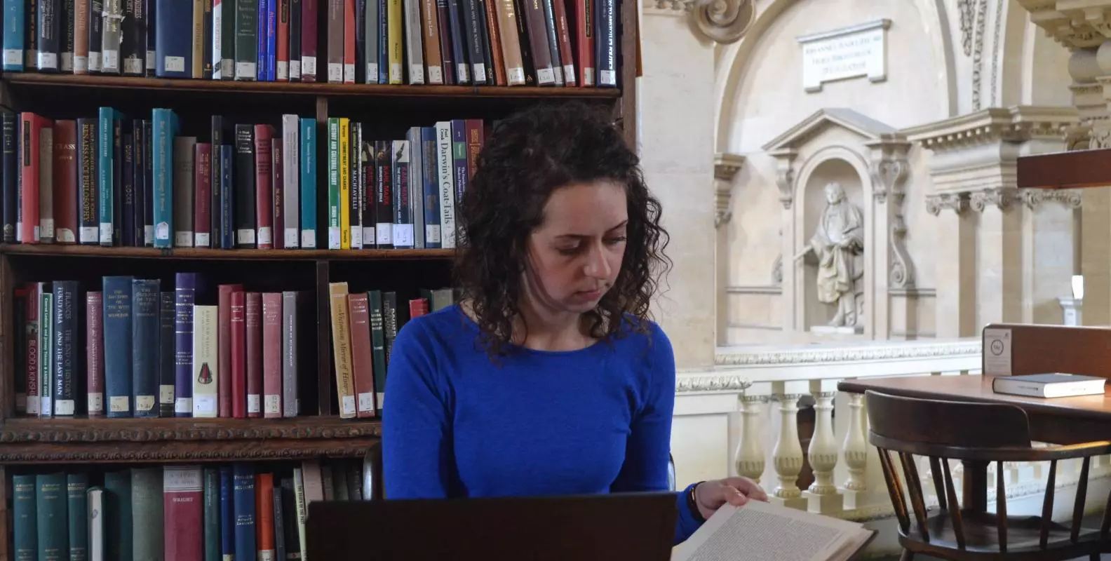 Student studying in library