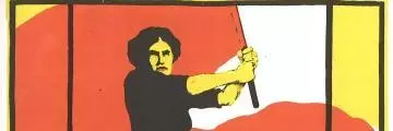 Poster for Women's Day, March 8, 1914. Claming voting right for women.