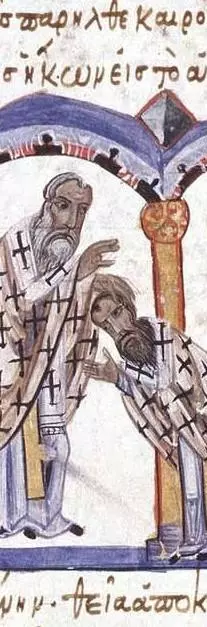 A drawing of the consecration of patriarch euthymius i of constantinople